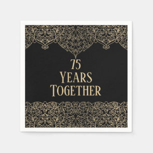 75th Anniversary Gold Lace On Black  Napkins