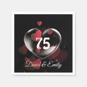 75th Anniversary Heart Bubble With Red Hearts  Napkin