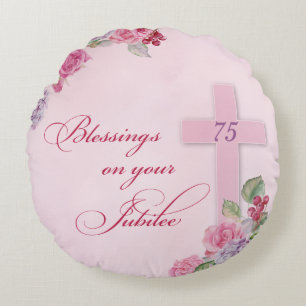 75th Anniversary of Religious Life Catholic Nun Round Cushion
