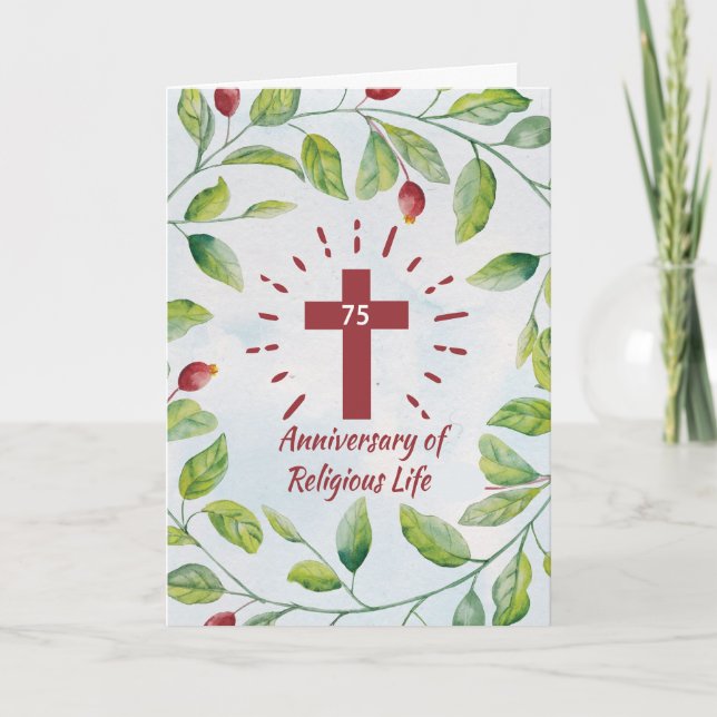 75th Anniversary of Religious Life to Nun Cross Card (Front)
