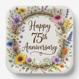 75th Anniversary Paper Plates, 75 Year Wedding Plate