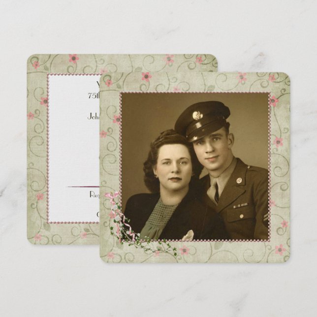 75th Anniversary Party with Photo Invitation (Front/Back)