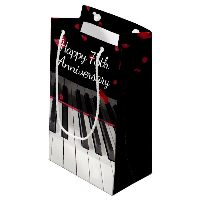 75th Anniversary Piano Keyboard Small Gift Bag (Front Angled)