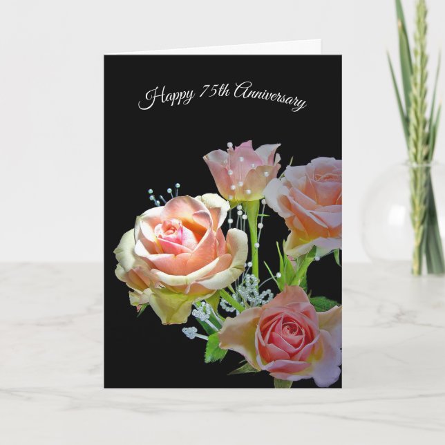 75th Anniversary Rose Bouquet On Black Card (Front)