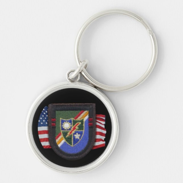 75th army airborne rangers veterans vets flash Key Ring (Front)