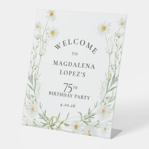 75th Birthday April Birth Flower Daisy Custom Pedestal Sign