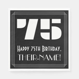 75th Birthday: Art Deco Inspired Look "75" + Name Napkin