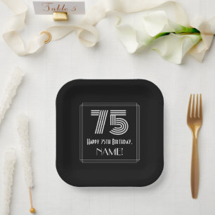 75th Birthday — Art Deco Inspired Look “75”  Paper Plate