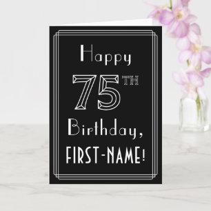 75th Birthday: Art Deco Style # 75 & Custom Name Card