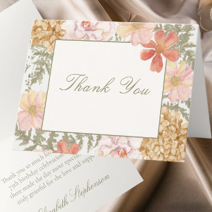 75th Birthday Autumn Colours Floral Thank You Note Card