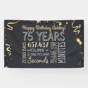 75th Birthday Banner - 75 Years in Hours & Seconds