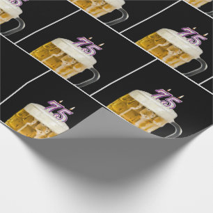 75th Birthday Beer Mug With Candles Wrapping Paper