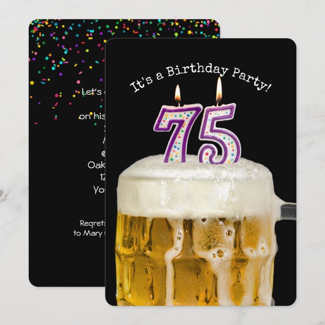 75th Birthday Beer Party Invitation (Front/Back)