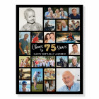 75th Birthday Black Gold 21 Photo Cheers to Years