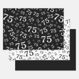 75th Birthday Black & White Number Pattern 75 Wrapping Paper Sheet