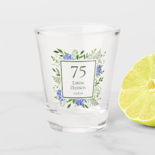 75th Birthday Blue Hydrangeas Shot Glass