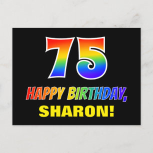 75th Birthday: Bold, Fun, Simple, Rainbow 75 Postcard