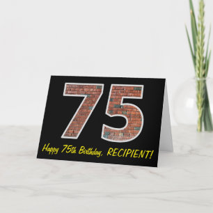 75th Birthday - Brick Wall Pattern "75" w/ Name Card