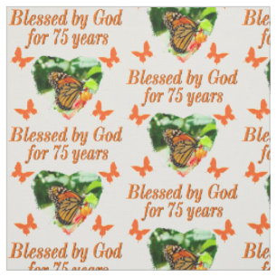 75TH BIRTHDAY BUTTERFLY DESIGN FABRIC