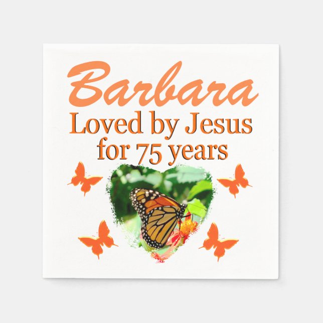 75TH BIRTHDAY BUTTERFLY PERSONALIZED NAPKINS (Front)