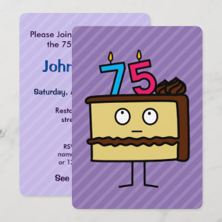 75th Birthday Cake with Candles Invitation