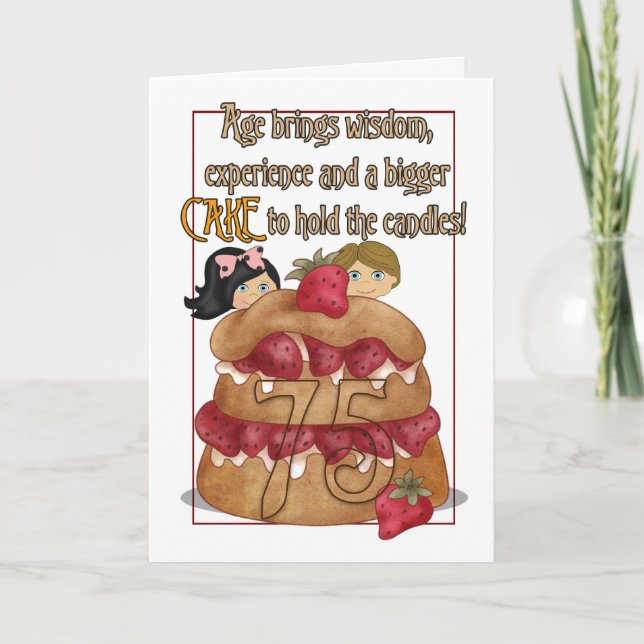 75th Birthday Card - Humour - Cake (Front)