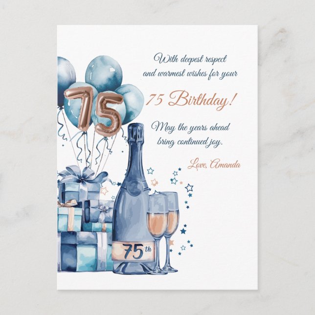 75th Birthday Card Personalised for Men (Front)