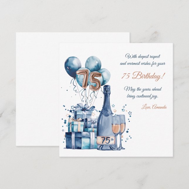 75th Birthday Card Personalised for Men (Front/Back)