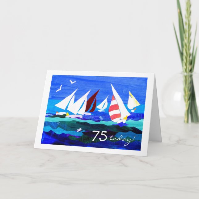 75th Birthday Card - Sailing (Front)