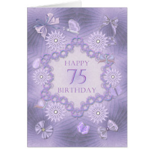 75th birthday card with lavender flowers