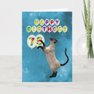 75th Birthday card with siamese cats
