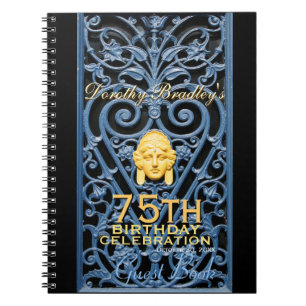 75th Birthday Celebration Art Deco Custom Guest B Notebook