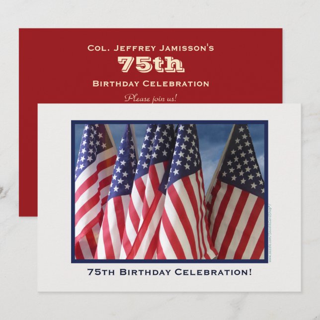 75th Birthday Celebration Invitation, Flags Invitation (Front/Back)