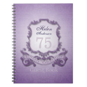 75th Birthday Celebration Vintage Frame Guest Book