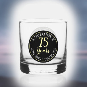 75th Birthday Celebration Whiskey Glass