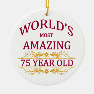 75th. Birthday Ceramic Tree Decoration