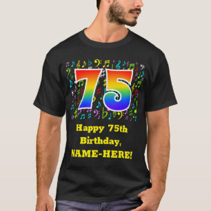 75th Birthday: Colourful Music Symbols, Rainbow 75 T-Shirt