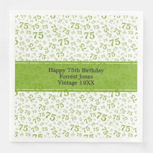75th Birthday Cool Number Pattern Blue/White Napkin