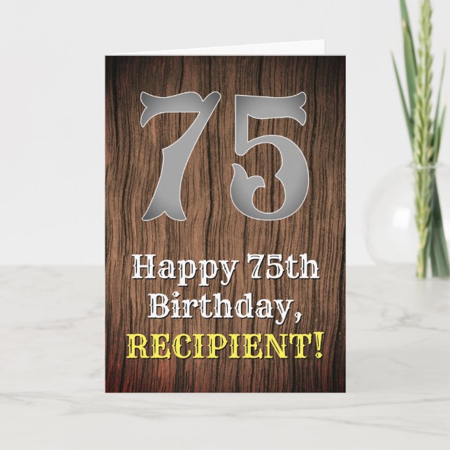 75th Birthday: Country Western Inspired Look, Name Card (Front)