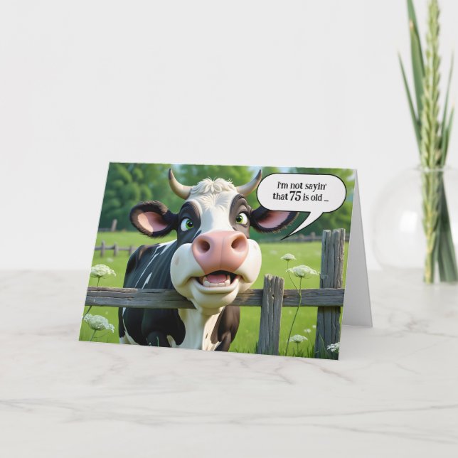 75th Birthday Cow Humour Card (Front)