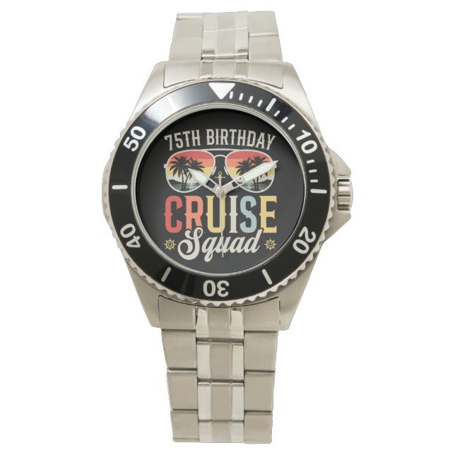 75TH Birthday Cruise Squad Family Matching Men Watch (Front)