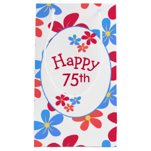 75th Birthday Daisies On White  Small Gift Bag