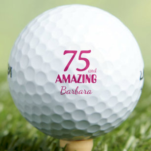 75th Birthday Elegant 75 and Amazing Pink Golf Balls