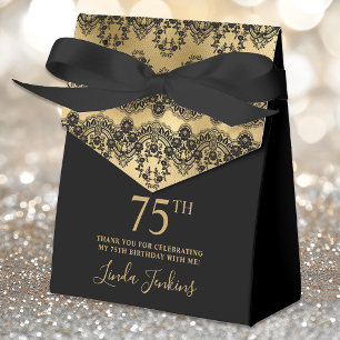 75th Birthday Elegant Gold Lace Thank You Favour Box