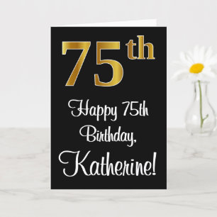 75th Birthday ~ Elegant Luxurious Faux Gold Look # Card