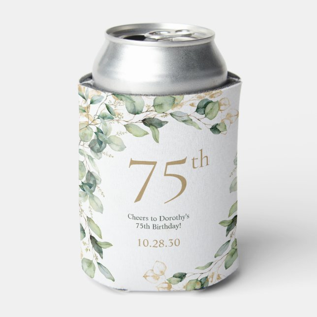 75th Birthday Eucalyptus Can Cooler (Can Front)