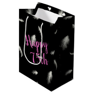 75th Birthday Feathers Medium Gift Bag