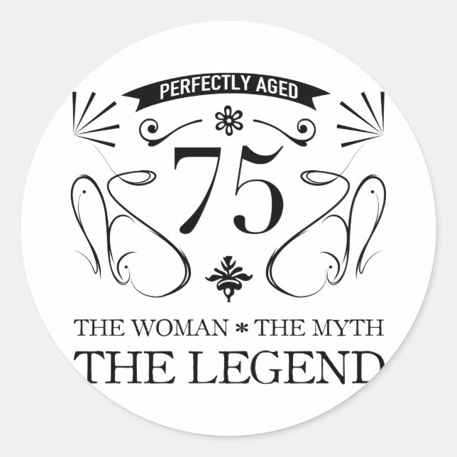 75th Birthday For Women Classic Round Sticker (Front)