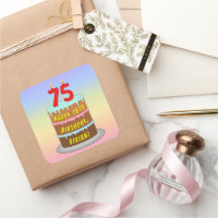 75th Birthday: Fun Cake and Candles + Custom Name