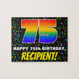 75th Birthday — Fun, Colourful Music Symbols & “75 Jigsaw Puzzle